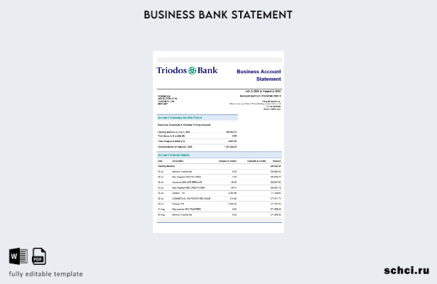 цифровая загрузка Triodos Bank выписка со счета коммерческой фирмы Word snd шабл